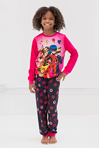 Miraculous Cat Noir Ladybug Rena Rouge Big Girls Pajama Shirt Pants Pink/Black 14-16