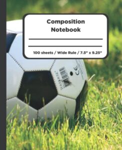 composition notebook for kids: it's reading time wide ruled soccer me style