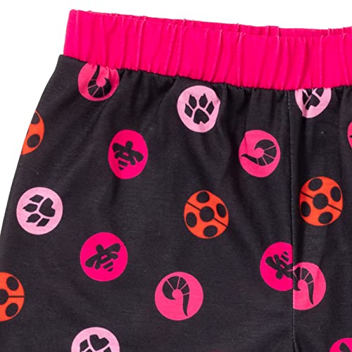 Miraculous Cat Noir Ladybug Rena Rouge Little Girls Pajama Shirt Shorts Black/Pink 4