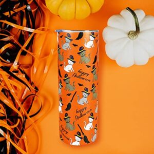 Mosdeim Halloween Tumbler 20 oz Travel Holiday Coffee Mug Witch Cat Skinny Tumblers with Lid and Straw Stainless Steel Insulated Coffee Cups Holloween Gifts for Women Girls