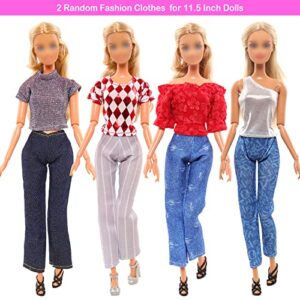 11.5 Inch Doll Clothes & Accessories 4 Tops 4 Pants/Skirts Outfits 2 Coats 2 Fashion Dresses 10 Shoes 2 Glasses 11 Handbags for 11.5 Inch Dolls