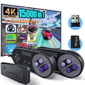 fadist retro game console, built in 15000+ classic games, 4k hd output, emulator game console with 2 ergonomics controllers, plug and play game box, ideal gift for kids, adult, friend, lover