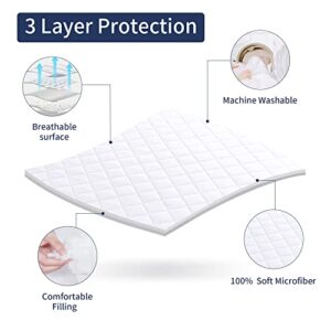 HOMBYS Air Mattress Pad Queen Size, Soft Quilted Air Mattress Cover, Breathable & Noiseless Mattress Topper with Deep Pocket, Stretches up to Fits 15-23 Inch