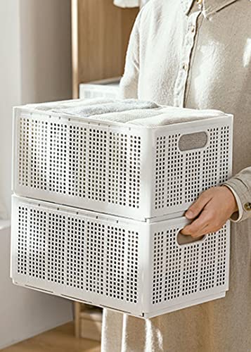 ChezMax Wardrobe Clothes Organizer, Upgraded PP Board Cabinet Closet Compartment Storage Baskets, White Washable Foldable Dividers Closet Drawer Bins for Underwear Socks Jeans, Big Size 5 Grids