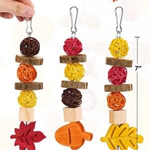 Xylolfsty Fall Themed Chew Toys for Rabbit Dwarf Hamster Bunny Guinea Pig Chinchilla Gerbil Pet Rat Small Animals Cage Hanging Teeth Grinding Accessories Autumn Thanksgiving Gifts 3PCS