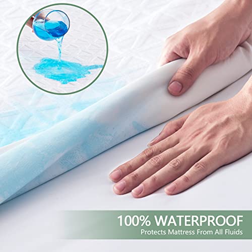 Premium 100% Waterproof Mattress Protector California King Size Bed Bamboo Mattress Cover Breathable 3D Air Fabric Cooling Mattress Pad Cover Smooth Soft Noiseless Washable, 8''-21'' Deep Pocket