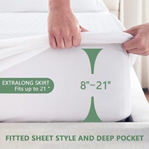 Premium 100% Waterproof Mattress Protector California King Size Bed Bamboo Mattress Cover Breathable 3D Air Fabric Cooling Mattress Pad Cover Smooth Soft Noiseless Washable, 8''-21'' Deep Pocket