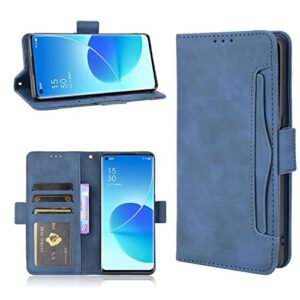 Card Slot Case for Oppo Reno 6 Pro+ /Plus 5G Stand Flip Case Cover for Oppo Reno 6 Pro+ /Plus 5G Retro Magnetic Phone Shell Wallet Phone case with Card Slots