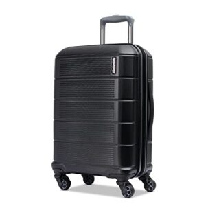 american tourister stratum 2.0 expandable hardside luggage with spinner wheels, jet black, carry-on