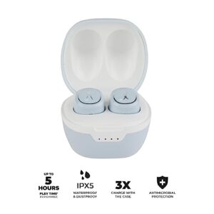 Altec Lansing NanoBuds 2.0 True Wireless Earbuds with Charging Case, TWS Waterproof Bluetooth Earphones with Touch Controls for Travel, Sports, Running, Working (ICY)