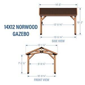 Backyard Discovery Norwood 14x12 All Cedar Wood Gazebo,Thermal Insulated Steel Roof, Durable, Supports Snow Loads and Wind Speed, Rot Resistant, Backyard, Deck, Garden, Patio