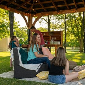 Backyard Discovery Barrington 16 ft. x 12 ft. Hip Roof Cedar Wood Gazebo Pavilion, Shade, Rain, Hard Top Steel Metal Roof, All Weather Protected, Wind Resistant up to 100 mph, Holds up to 7800 lbs