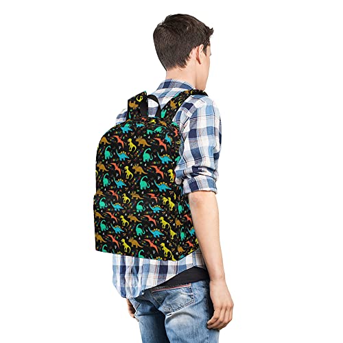 Psxnvid Dinosaur Backpack for Boys Girls, Cute School Bag Kids Travel Bag Book Bag Laptop bag with Double Side Pockets, Back to School Gifts Animal Print School Supplies for Teens