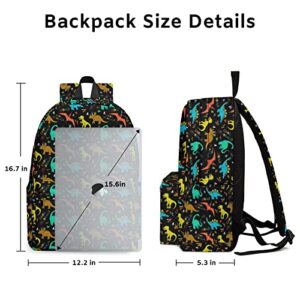 Psxnvid Dinosaur Backpack for Boys Girls, Cute School Bag Kids Travel Bag Book Bag Laptop bag with Double Side Pockets, Back to School Gifts Animal Print School Supplies for Teens