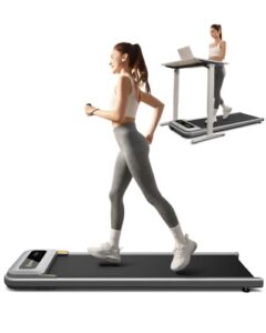 urevo under desk treadmill, walking pad treadmill with large running area, 2.25hp treadmills for home, desk treadmill for office under desk with 265lbs weight capacity (gray)
