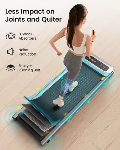 UREVO Under Desk Treadmill, Walking Pad Treadmill with Large Running Area, 2.25HP Treadmills for Home, Desk Treadmill for Office Under Desk with 265lbs Weight Capacity (Gray)