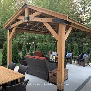 Backyard Discovery Norwood 16 ft. x 12 ft. Cedar Wood Gazebo,Thermal Insulated Steel Roof, Durable, Supports Snow Loads and Wind Speed, Rot Resistant, Backyard, Deck, Garden, Patio