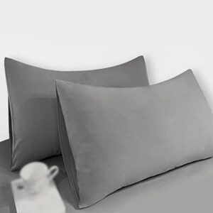 Microfiber Standard Pillowcases-Envelope Closure Bed Pillow Cover-Lightweight Hotel Economic Super Soft and Cozy,Stain Resistant,20"x 26", Dark Grey,Set of 2