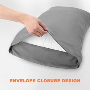 Microfiber Standard Pillowcases-Envelope Closure Bed Pillow Cover-Lightweight Hotel Economic Super Soft and Cozy,Stain Resistant,20"x 26", Dark Grey,Set of 2