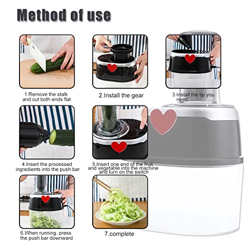 Vegetable Slicer 4 in 1 Electric Cheese Grater Stainless Steel Vegetable Shredder in Kitchen Tools,Black…