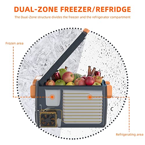 UKKISO 12 Volt Refrigerator for Car: 30L Portable Fridge Car Cooler -4℉-68℉ RV Electric Compressor Cooler APP Control Mini Fridge and Freezer, 12/24V DC and 100-240V AC for Travel, Camping (Orange)