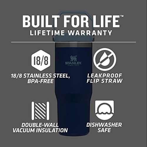 Stanley IceFlow Stainless Steel Tumbler with Straw - Vacuum Insulated Water Bottle for Home, Office or Car - Reusable Cup with Straw Leakproof Flip - Cold for 12 Hours or Iced for 2 Days (Lapis)