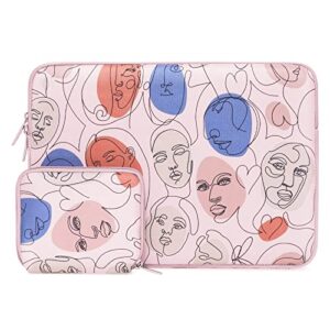 mosiso laptop sleeve compatible with macbook air/pro, 13-13.3 inch notebook, compatible with macbook pro 14 inch 2023-2021 a2779 m2 a2442 m1, one heart one earth neoprene bag with small case, pink