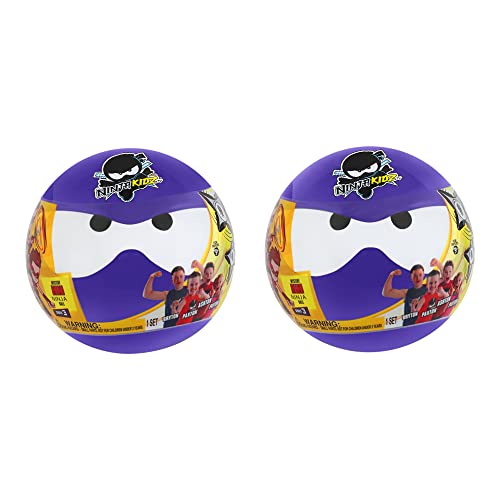 NINJA KIDZ TV Mini Mystery Ninja Ball 2 Pack - Series 3 Purple | Includes 2 Characters of 13 Possible | 6 Unique Ninja Balls to Collect