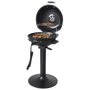 homewell electric bbq grill for indoor & outdoor grilling with warming rack - portable patio grill 1600 watts (black)