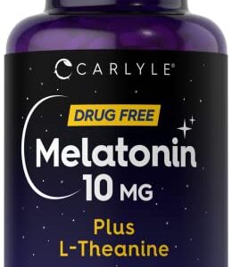 Carlyle Melatonin 10mg | with L-Theanine | 150 Tablets | Extra Strength Formula | Vegetarian, Non-GMO, Gluten Free