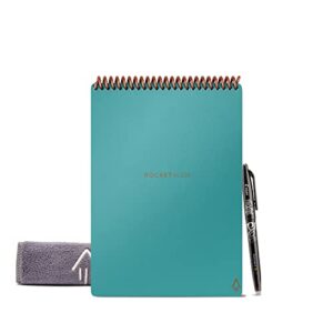 rocketbook flip smart reusable executive size notepad, 6" x 8-4/5", 1 subject, dot-grid and line ruled, 18 sheets, teal
