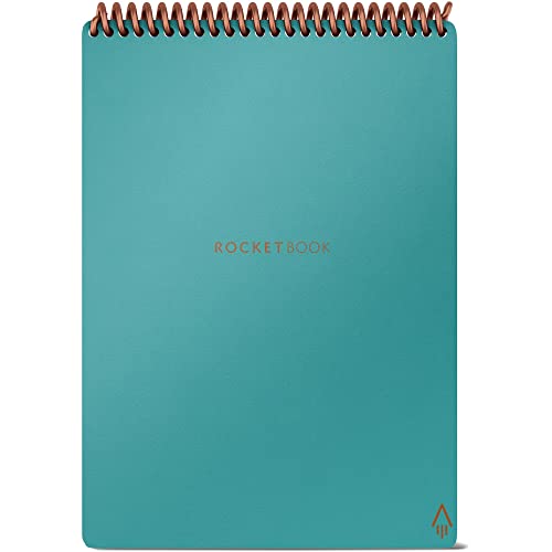 Rocketbook Flip Smart Reusable Executive Size Notepad, 6" x 8-4/5", 1 Subject, Dot-Grid and Line Ruled, 18 Sheets, Teal