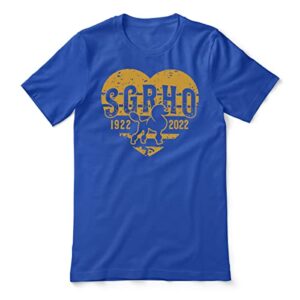 bbgreek sigma gamma rho sorority paraphernalia - sgrho - crew neck t-shirt - official vendor - heart 2022 true-royal small