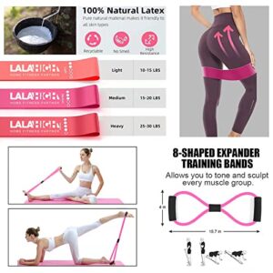 LALAHIGH Home Gym Equipment, Upgraded Push Up Board, 32 in 1 Home Workout Set with Foldable Push Up Bar, Resistance Bands, Core Sliders for Body Toning & Strength Training - Premium Pink Edition