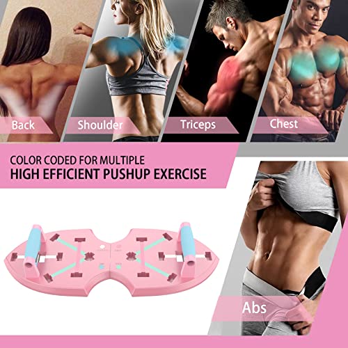 LALAHIGH Home Gym Equipment, Upgraded Push Up Board, 32 in 1 Home Workout Set with Foldable Push Up Bar, Resistance Bands, Core Sliders for Body Toning & Strength Training - Premium Pink Edition