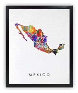 dignovel studios 8x10 unframed mexico map watercolor art print map motherland country north america illustrations art print wall wedding poster housewarming wall décor dn766