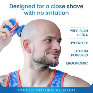 Encore The Barber 360 Bald Head Shaver 5 in 1 Attachments Grooming Kit Rechargeable Electric Hair Shaver Wet Or Dry with Pop-up Beard Moustache Trimmer Barber Grade