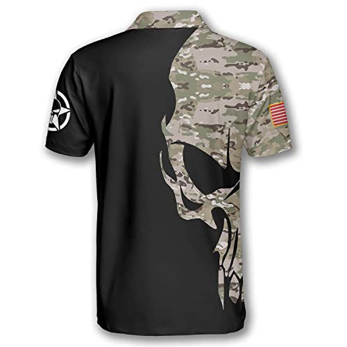 PRIMESTY Personalized US Army Polo Shirts for Men, Short-Sleeve Custom Name US Army Veteran Shirts for Men, Size S-5XL