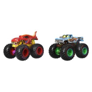hot wheels hcl67 monster trucks 1:64 scale pack 2 roarin' rumble mod sdos, multi-coloured
