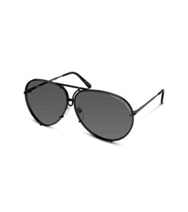 porsche design p8478 iconic sunglasses (66mm, d - matt black / lens - grey blue / extra lens - mercury, silver mirrored)