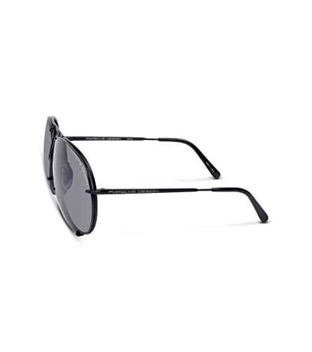 Porsche Design P8478 Iconic Sunglasses (66mm, D - Matt Black / Lens - Grey Blue / Extra Lens - Mercury, Silver Mirrored)