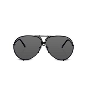 Porsche Design P8478 Iconic Sunglasses (66mm, D - Matt Black / Lens - Grey Blue / Extra Lens - Mercury, Silver Mirrored)