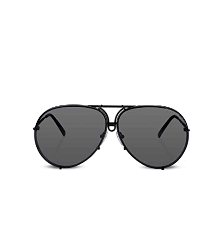 Porsche Design P8478 Iconic Sunglasses (66mm, D - Matt Black / Lens - Grey Blue / Extra Lens - Mercury, Silver Mirrored)