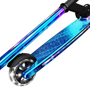 Jetson Scooters - Mars Kick Scooter (Iridescent) - Collapsible Portable Kids Push Scooter - Lightweight Folding Design with High Visibility RGB Light Up LEDs on Wheels and Deck