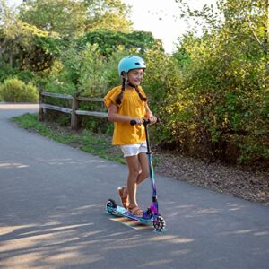 Jetson Scooters - Mars Kick Scooter (Iridescent) - Collapsible Portable Kids Push Scooter - Lightweight Folding Design with High Visibility RGB Light Up LEDs on Wheels and Deck