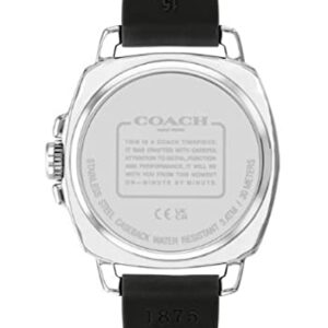 COACH Boyfriend 14503877 Silver Logo Dial Black Silicone Band Women's 34mm Watch