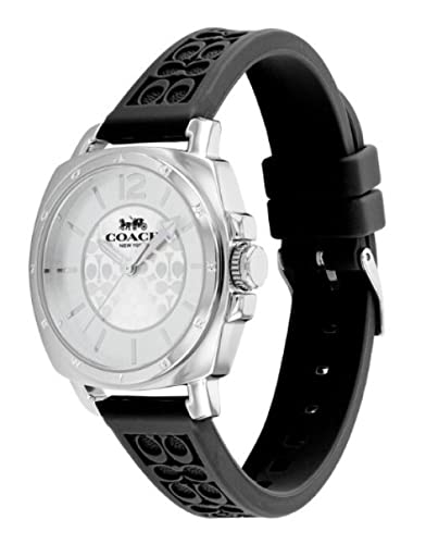 COACH Boyfriend 14503877 Silver Logo Dial Black Silicone Band Women's 34mm Watch