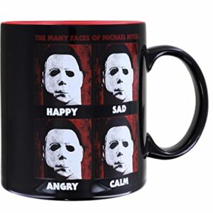 Silver Buffalo Halloween Many Faces of Michael Myers Ceramic Mug | Large Coffee Cup For Espresso, Tea | Holds 20 Ounces