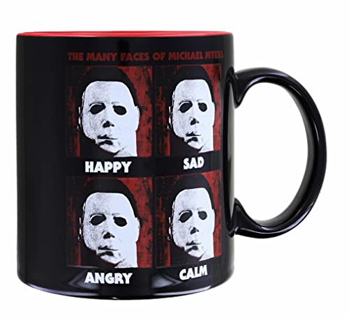 Silver Buffalo Halloween Many Faces of Michael Myers Ceramic Mug | Large Coffee Cup For Espresso, Tea | Holds 20 Ounces