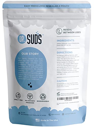 New Dr Suds Natural Laundry Detergent Powder 100+ Loads Unscented Made With Natural Earth Ingredients